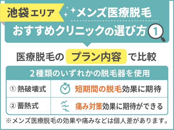 医療脱毛のプラン内容(熱破壊式・蓄熱式)や施術回数で比較